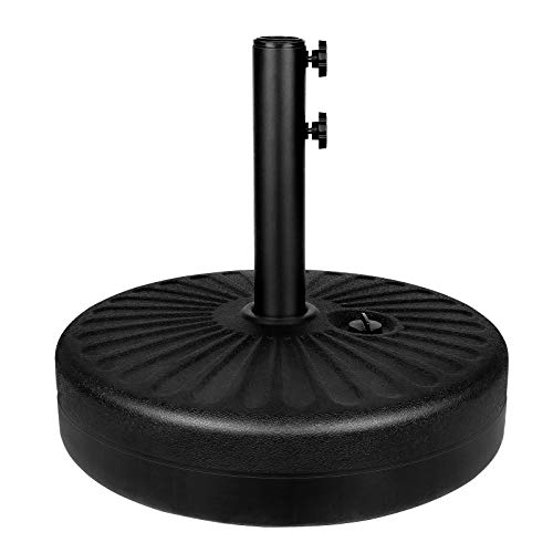 Simple Deluxe 20' Heavy Duty Patio Market Umbrella Base Stand with Steel Holder Water Filled for Outdoor, Lawn, Garden, Round