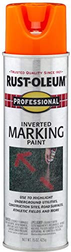 Rust-Oleum 2554 Professional Inverted Marking Spray Paint, Fluorescent Orange, 15-Ounce