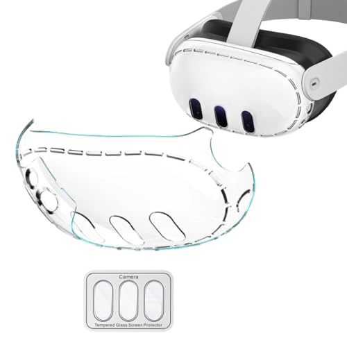sikiwind Clear PC Protective Cover for meta Quest 3, 3PCS Camera Lens Protector Protective Case Scratch Proof Anti-Collision Breathable VR Protective Front Shell for Meta Quest 3 VR Headset