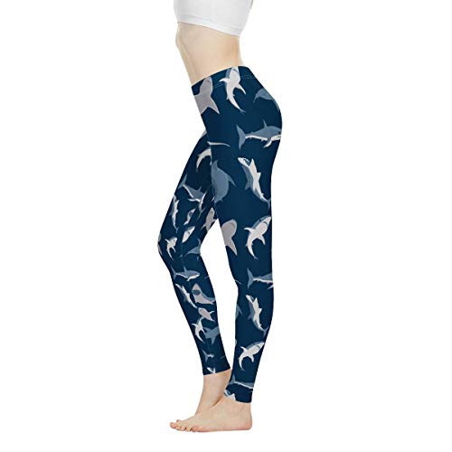 UNICEU Womens Cartoon Shark Sea Animal Leggings Comfortable Novelty Active Yoga Workout Hight Waisted Pants,XS-3XL