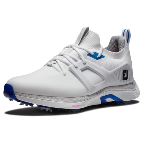 FootJoy Men's Hyperflex Golf Shoe, White/Blue, 10