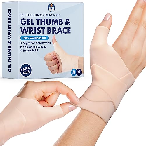 Dr. Frederick's Original Waterproof Thumb & Wrist Brace - 4pcs - Thumb Spica Splint - Tendonitis Wrist Brace - Hand Brace for Arthritis, De Quervain’s - Fits Left or Right Hand - Women & Men - Small