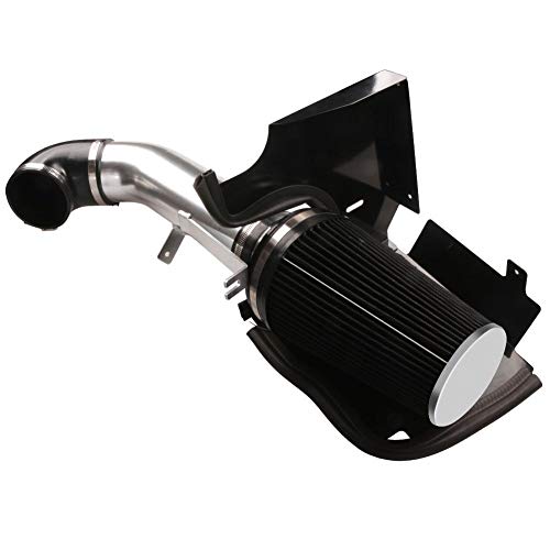 MooSun 4' Cold Air Intake System + Heat Shield For 99-06 GMC/Chevy V8 4.8L/5.3L/6.0L / Silverado 1500/2500/3500 (Black)