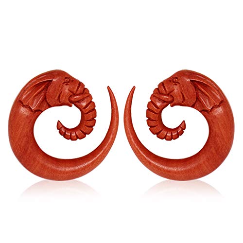 Covet Jewelry Pair of Organic Sawo Wood Elephant Head Spiral Taper (00GA)