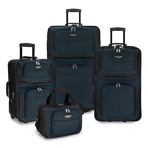 Travel Select Amsterdam Expandable Rolling Upright Luggage, Navy, 4-Piece Set