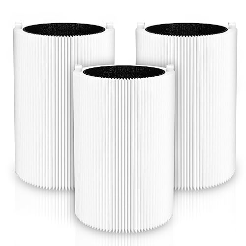 Blue Pure 411 Replacement Filte-r Compatible with Blueair Blue Pure 411 Genuine, 411+, 411 Auto and Mini Air Purifie-r, Include 3 Particle and 3 Activated Carbon