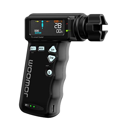 JOWOOM T2 Smart Automatic Guitar & Ukulele Tuner | Fast Acoustic Guitars Auto-Tuner With 180RPM Electric String Winder | Safe & Professional Grade Tuner For Ukuleles | USB Rechargeable Battery | Black