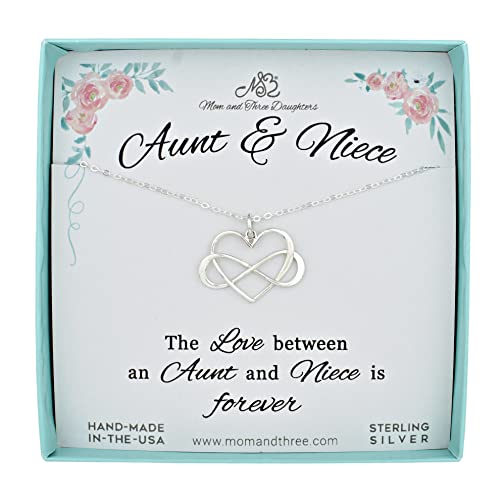 Infinity Heart Necklace, Stylish Sterling Silver Necklace, Handmade Necklaces on 18-Inch .925 Sterling Silver Chain for Women, Aunt and Niece Gift Items for Women