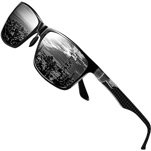 DUCO Square Polarized Sunglasses for Men Light Weight Carbon Fiber UV400 Protection Sun Glasses 8206
