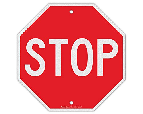 Stop Sign, Street Slow Warning Reflective Signs, 12 x 12 Inches Octagon, 040 Rust Free Aluminum, UV Protected and Waterproof, Weather Resistant, Durable Ink, Easy to Mount