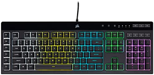 Corsair K55 PRO LITE RGB Wired Membrane Gaming Keyboard (5-Zone Dynamic RGB Backlighting, Six Macro Keys with Stream Deck Integration, IP42 Dust and Spill Resistant, Dedicated Media Keys) Black