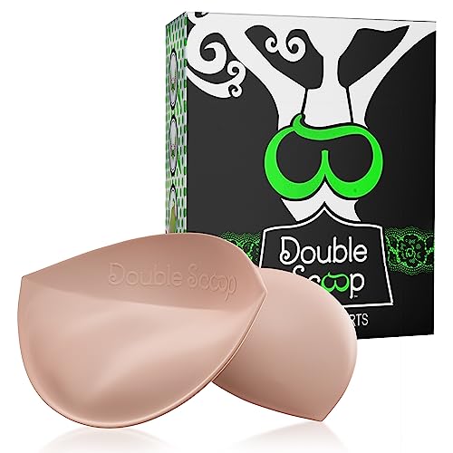 Double Scoop Push Up Inserts w/Bonus Tape Sticky Strips, Instant Breast Implants, Replacement Bra Pads, Padded Bralette Hack, Breast Lift, Foam Bra Filler Insert, Bra Stuffer, Cup Size D (Nude)