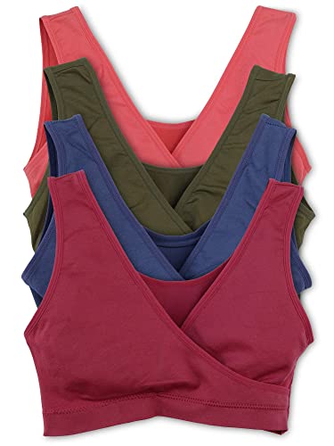 Caramel Cantina 4 Pack Nursing Maternity Women’s Sleep Comfort Bralette Bra (X-Large, Fall)
