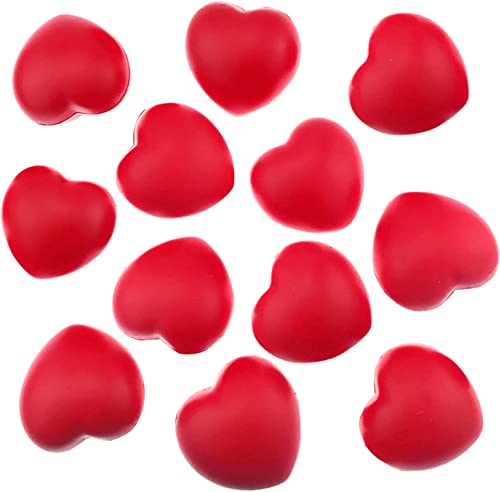 Akusety 12 Bulk 2 7/8'x3' Red Heart Stress Balls - Ideal for Valentine's Day or Heart Health