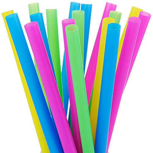 100 Extra Large Plastic Bubble Tea Smoothie Straws, 1/2' Wide X 8 1/2' Long Boba Straws