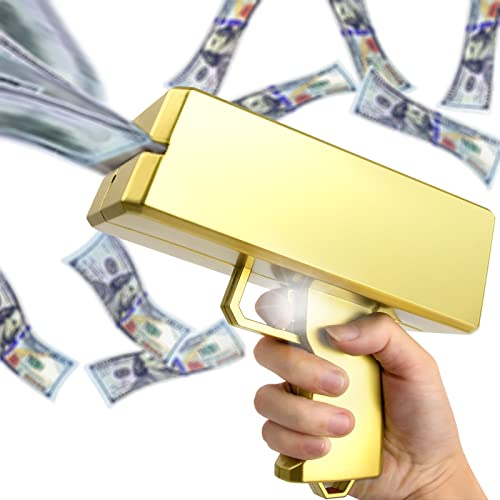 KWYZ Golden Money Shooter, Make it Rain/Spray Money Gun Paper Playing Toy , Handheld Spray Cash Gun for Game Movies Party Supplies