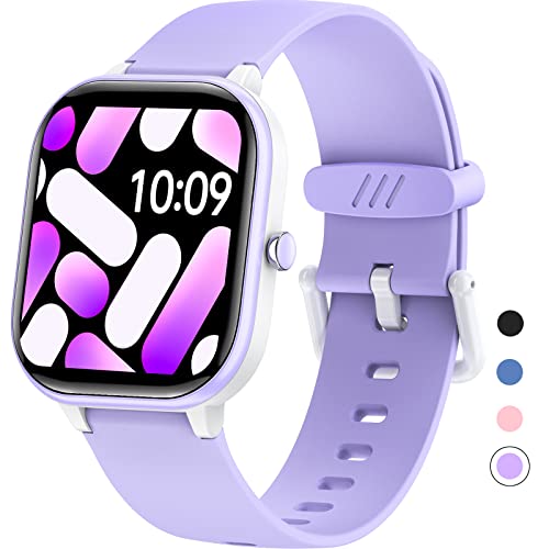 HENGTO Fitness Tracker Watch for Kids, IP68 Waterproof Kids Smart Watch with 1.4' DIY Watch Face 19 Sport Modes, Pedometers, Heart Rate, Sleep Monitor, Great Gift for Boys Girls Teens 6-16 (Purple)