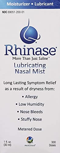 Rhinase Allergy Relief Saline Nasal Spray – Steroid Free, Dual Wetting Agent & Salt Formulation, 300 Sprays for Dry Nose, Allergy, nosebleeds from Nasal Dryness