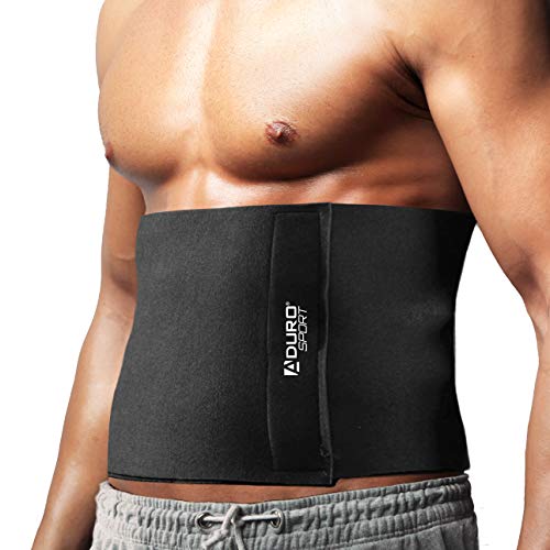 Aduro Waist Trainer for Men Women 12' Sweat Belt Waist Trimmer Stomach Slimming Body Shaper Exercise Equipment Adjustable Belt (Black)