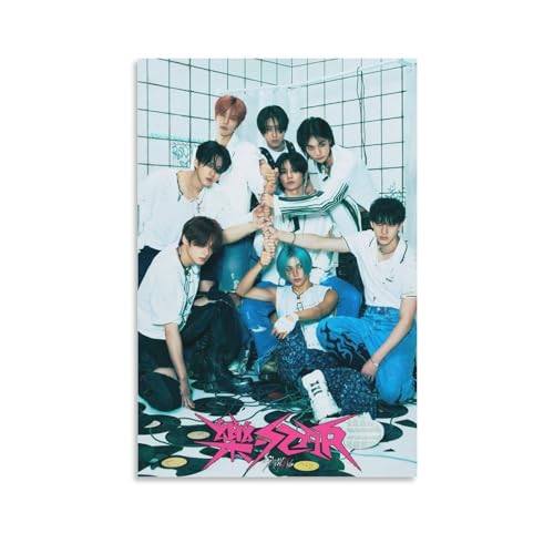 Kpop Artist Poster Stray Kids Rock 樂 Star Ver. 1st Teaser Modern Poster Art Paintings on Canvas for Home Room Office Wall Decoration 20x30inch(50x75cm)