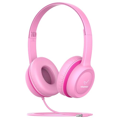 vinamass Kids Headphones, Ear Headphones for Kids, Wired Headphones with Safe Volume Limiter 85dB, Kids Headphones with Cord 3.5mm Jack Wired for Children/School