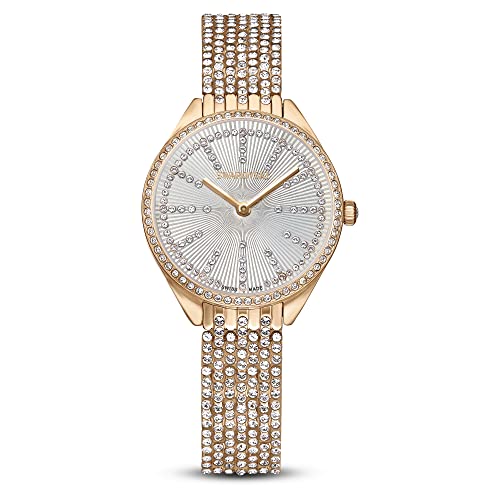 SWAROVSKI Attract Watch, Swiss Watch with Sparkling White Crystals, Rose-Gold Tone Casing and Band, Part of The Attract Collection