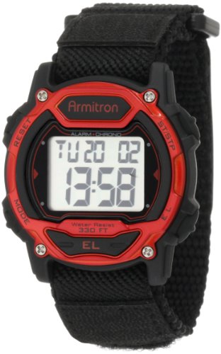 Armitron Sport Unisex 457004RED Silver-Tone and Red Accented Chronograph Digital Watch