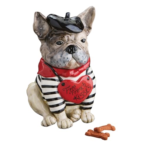 Blue Sky Ceramics Free French Kisses Bull Dog Treat Jar, Multi (20388)