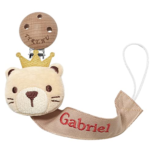TYRY.HU Personalized Pacifier Clip with Name, Customize Pacifier Leash, Embroidery Ribbon Pacifier Holder for Girls and Boys, Universally Fit All Pacifiers & Baby Toys, Ideal Baby Gift, Tiger