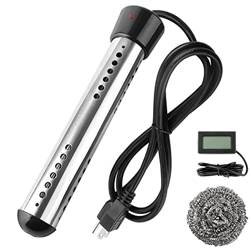 2000W Immersion Water Heater, Portable Water Heater Electric with 304 Stainless Steel Anti-scalding, Bucket Water Heater with Digital LCD Thermometer Heats up to 5 gallons of Water in Minutes