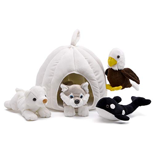 Plush 10-inch Snow House with 4 Stuffed Animals by Unipak