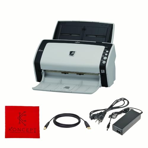 Koncept Fujitsu FI-6130 Document Scanner Bundle - 1 Year Warranty - Fujitsu Document Scanner with 24V AC Adapter, USB 2.0 Cable & Microfiber Cleaning Cloth (Renewed)
