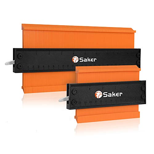 Saker Contour Duplication Gauge-Adjustable Lock -Precisely Copy Irregular Shape -Irregular Welding Woodworking Tracing - Must Have Tool for DIY Handyman, Construction(10 Inch+5 Inch) (ORANGE)