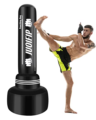 JUOIFIP Freestanding Punching Bags for Adults - 69' Heavy Bag with Stand Men Standing Boxing Inflatable Kickboxing Training MMA Muay Thai Fitness