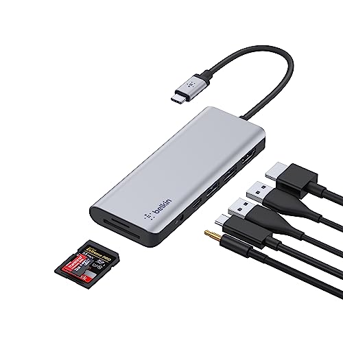 Belkin USB-C Hub, 7-in-1 MultiPort Docking Station for MacBook & Windows - 85W USB-C Power Delivery 3.0, 4K HDMI 1.4, 2x USB-A 3.0, SD 3.0, Micro SD 3.0, & 3.5mm Audio Jack