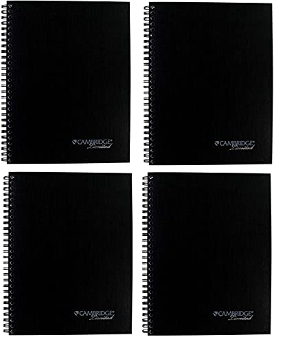 Cambridge Limited Notebook, 9-1/2” x 7-1/4”, 80 Sheet Business/Meeting Notebook, Black, 4 Pack (06982)