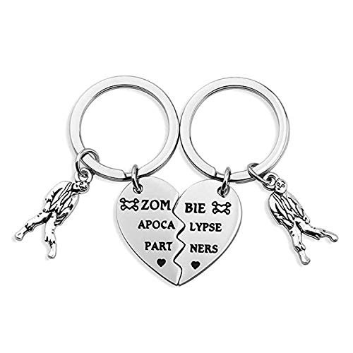 MYOSPARK Zom-bie Apocalypse Partners Broken Heart Keychain Set Walking Dead Gift For BFF Best Friends Partners (Zom-bie Apocalypse Partners Keychain Set)