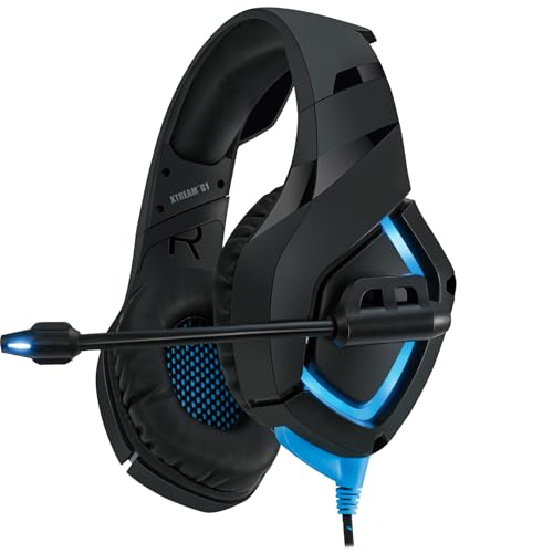 Adesso Xtream G1 - Gaming Headphones with Noise Cancelling Microphone and LED Lighting for PC, PS4, Xbox, Nintendo Switch, and Laptops, Black