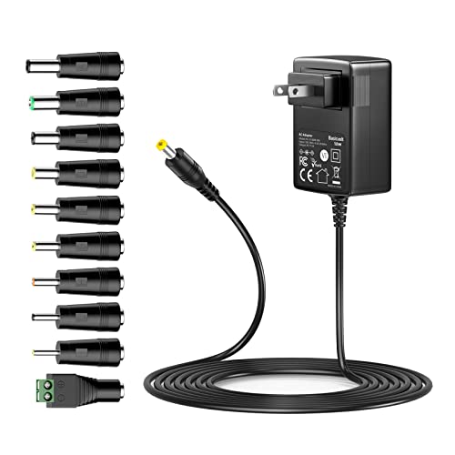Basicvolt Universal Power Supply 9V 2A AC Adapter 100-240V AC to DC 9V 1.8A 1.5A 1A 0.8A 0.5A 450mA Power Adapter for LED Strip Light CCTV Camera Router Modem Toys DVD IR Illuminator ADSL Cats DVR