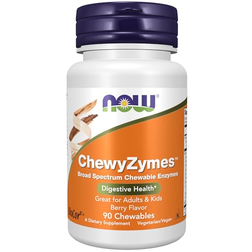 NOW Supplements, ChewyZymes, Broad Spectrum Chewable Enzymes, Berry Flavor, 90 Chewables