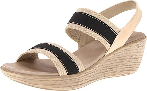 Munro American Women's Reed Black/Natural Fabric Sandal 10 M (B)