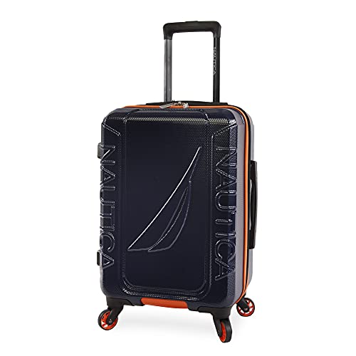 NAUTICA Birch Hardside Spinner Luggage, Navy/Orange, Carry-On 21-Inch