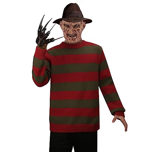 Men's Freddy Sweater Nightmare On Elm St Long Sleeve Striped Knitted Jumper Sweater Halloween Costume (as1, Alpha, x_l, Regular, Regular)