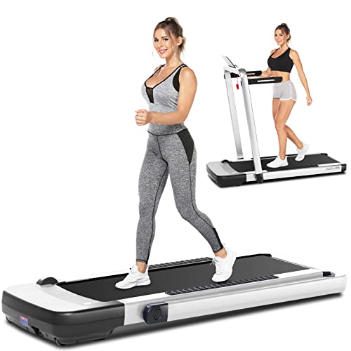 Walking Pad Under Desk Treadmill 2 in 1 Folding Treadmill with Remote Control, Folding Treadmills Workstation for Home Office with LCD Touch Screen Installation - Free