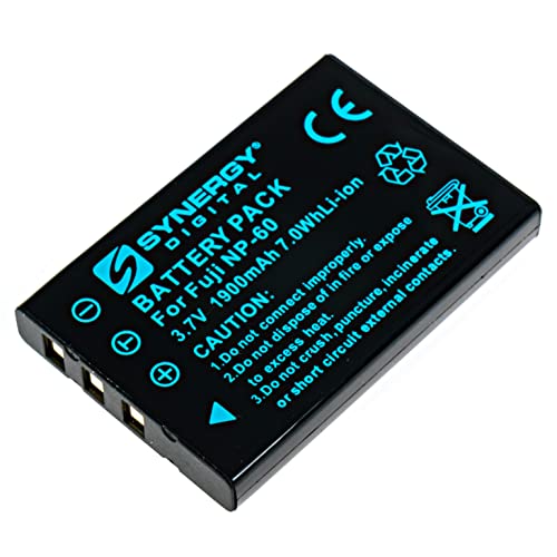 Synergy Digital SDNP60 Lithium-Ion Battery - Rechargeable Ultra High Capacity (3.7V 1900 mAh) - Replacement for Fuji NP-60, Pentax D-L12, Kodak KLIC-5000, Samsung SLB-1037 Batteries