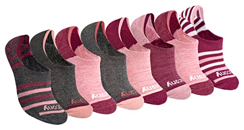 Saucony Women's Show Cushioned Invisible Liner Socks, Rose (8 Pairs), Shoe Size: 6-10
