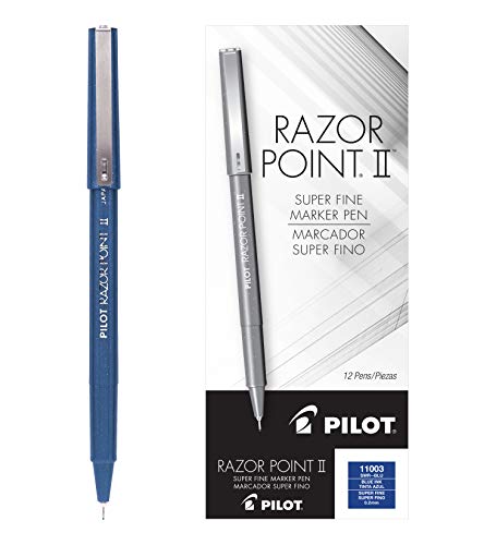 Pilot Pen Razor Point II Porous Point Pen Stick Blue Dozen 11003