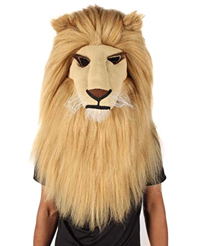 HPO Adult Men's Brown Novelty Lion Wig, Best for Halloween, Flame-retardant Synthetic Fiber