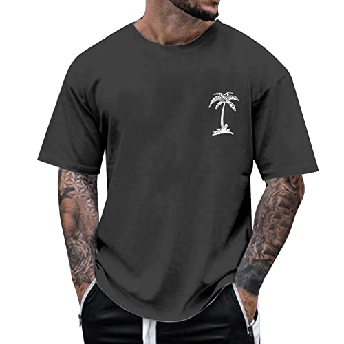 Mens T Shirt Palm Printed Solid Short Sleeve Crewneck Oversized Tee Tops Loose Fit Lightweight Basic Casual Spring Summer Tees Mens Graphic t Shirts Funny Mens Summer t Shirts Graphic