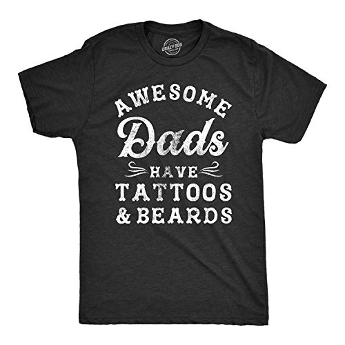 Mens Awesome Dads Have Tattoos and Beards Tshirt Funny Fathers Day Tee Mens Funny T Shirts Dad Joke T Shirt for Men Novelty Tees for Men Black - XL